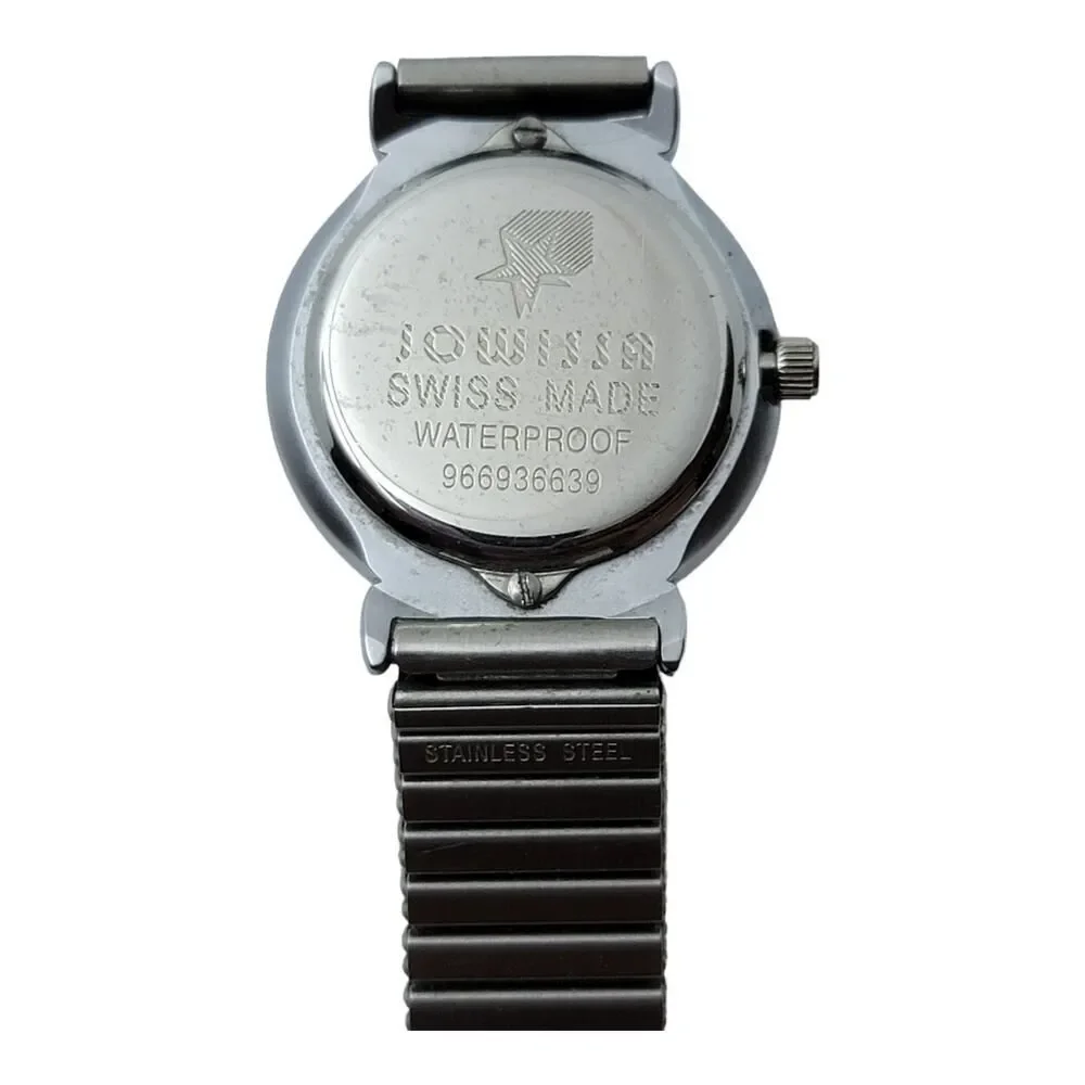 JOWISSA Watch Quartz Stainless Women's Black Dial Silver Stretch Band Swiss Made